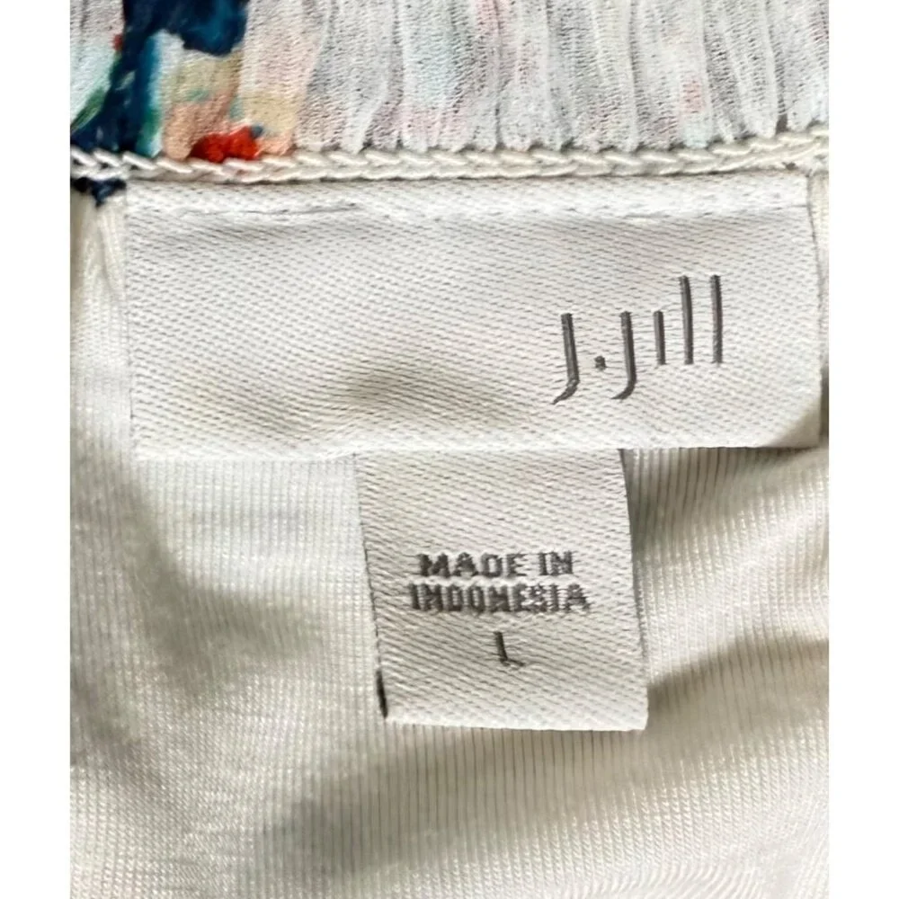 J. Jill Womens White Boho Floral Print Smocked Waist Skirt L - Picture 6 of 6